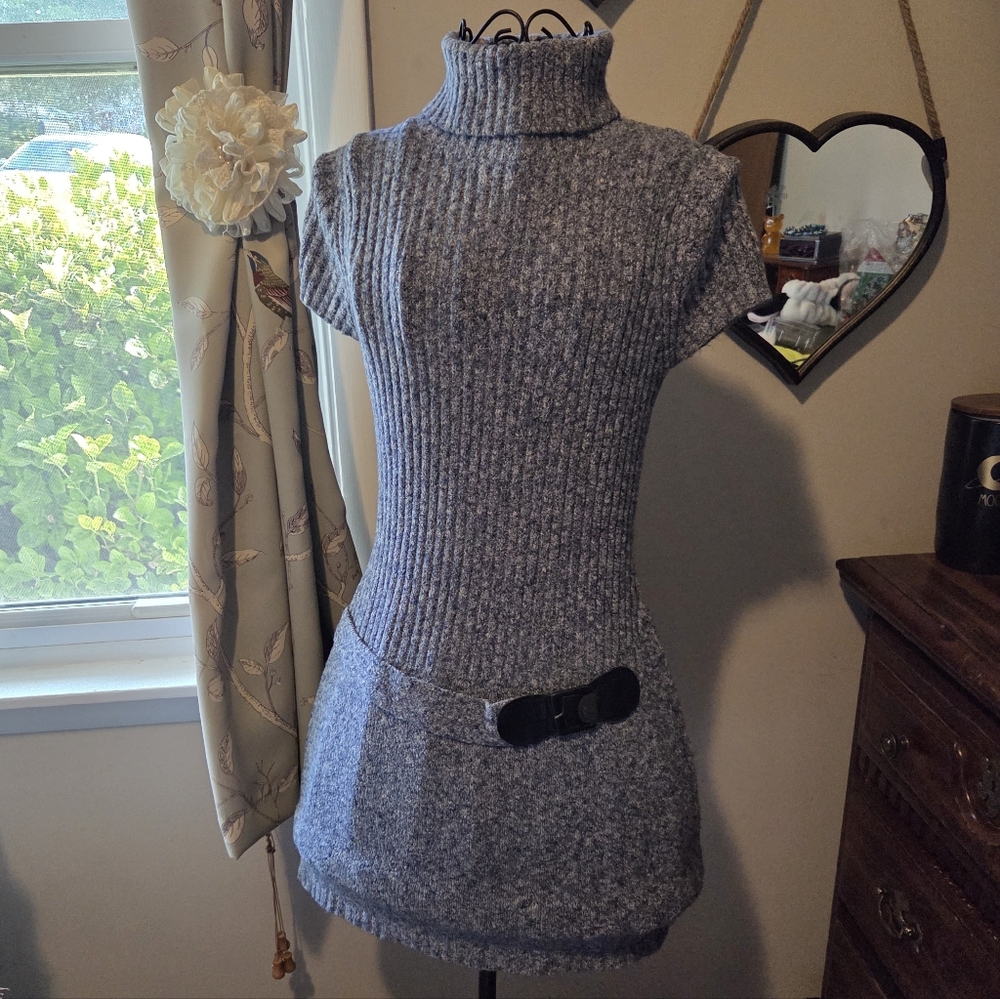 BlueTurtleneck Sweater Dress